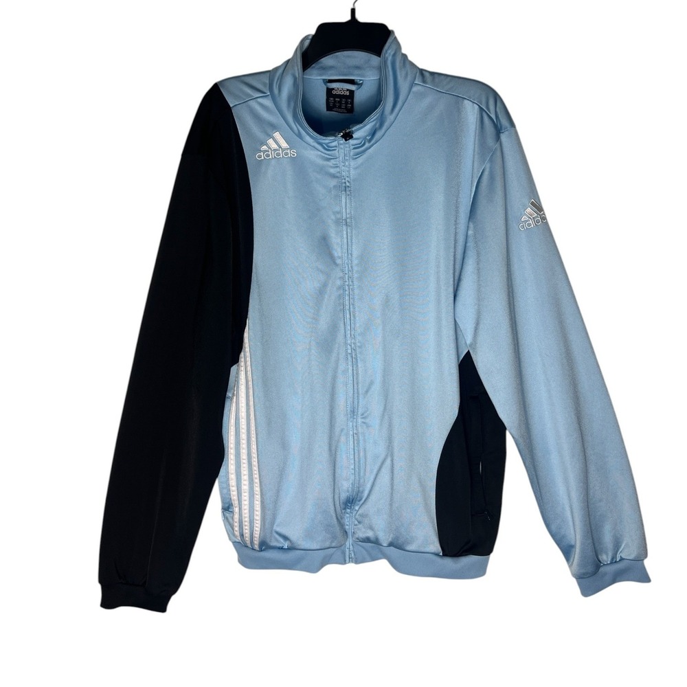 Adidas Mens Light Blue Black Colorblock Full Zip Track Jacket Size L 611457 2008